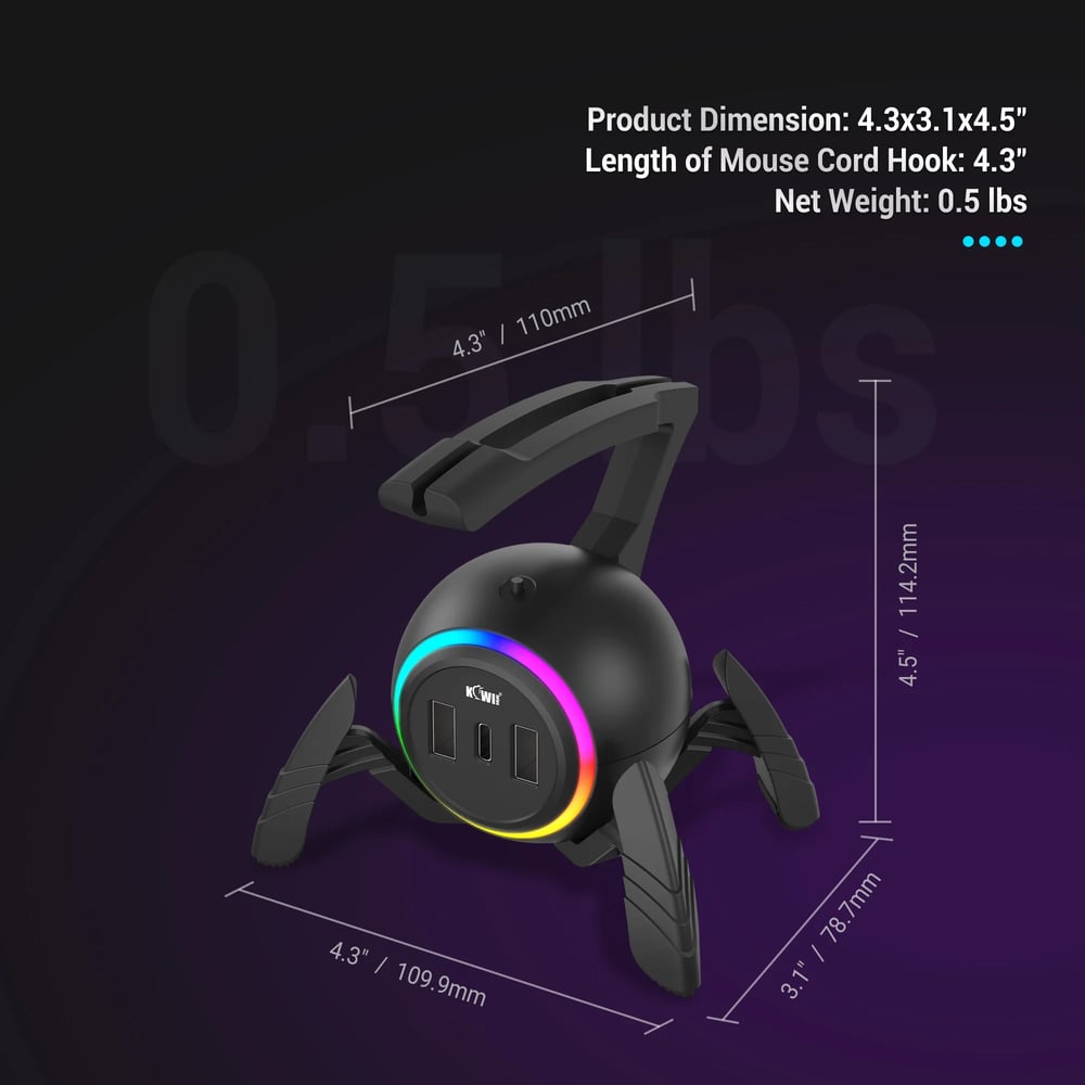 OmniGlide™ Gaming Mouse Bungee with RGB Lighting and USB Hub