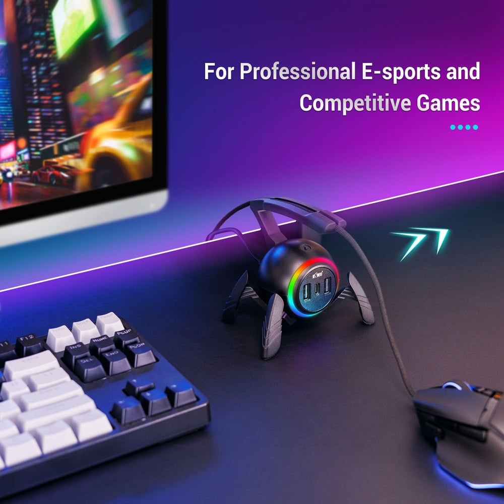OmniGlide™ Gaming Mouse Bungee with RGB Lighting and USB Hub