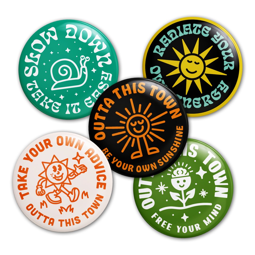 Image of Positivity Inspired | 25mm Button Badges (Pack of 5)