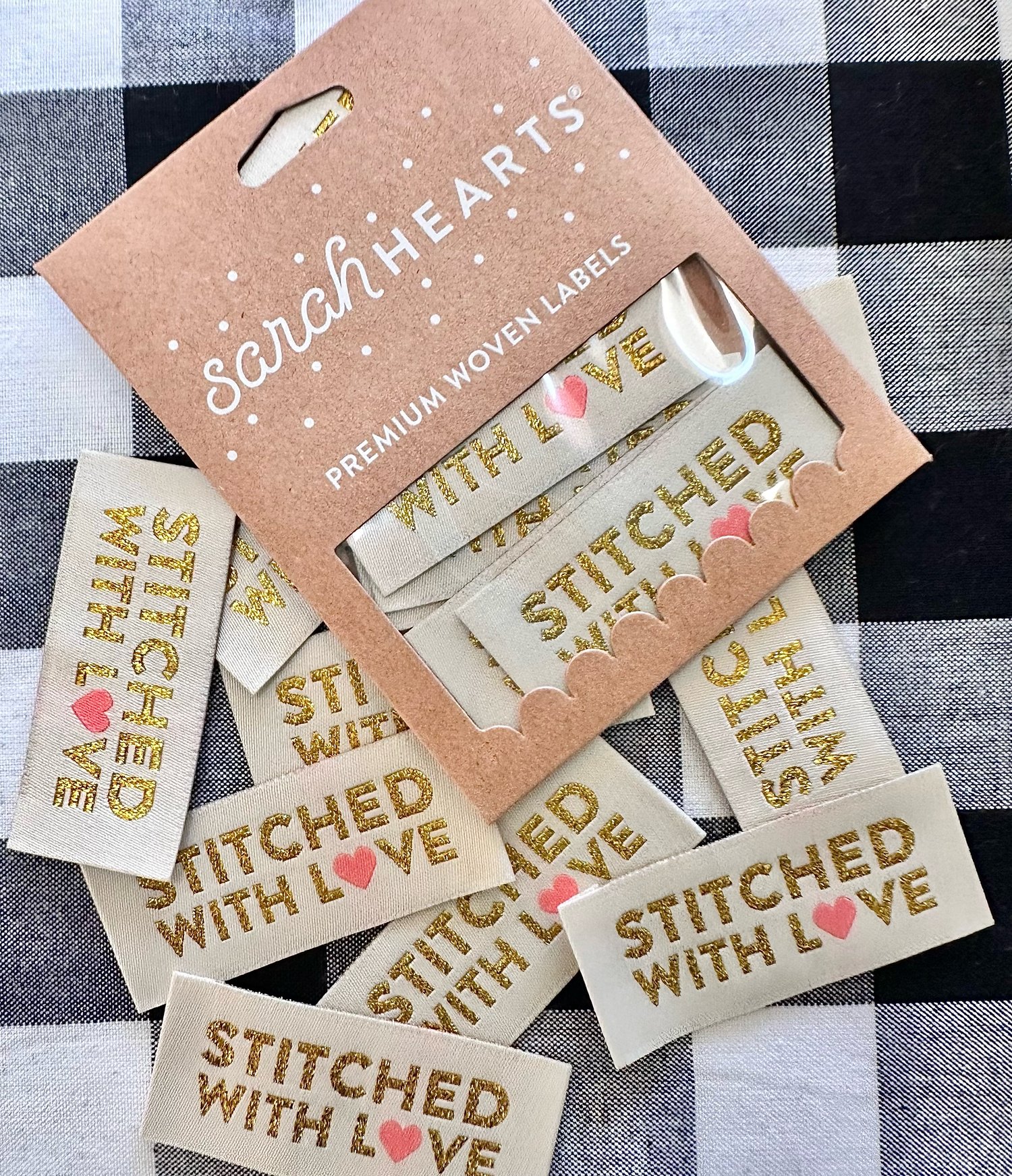 Image of Sarah Hearts Woven Tags - Love