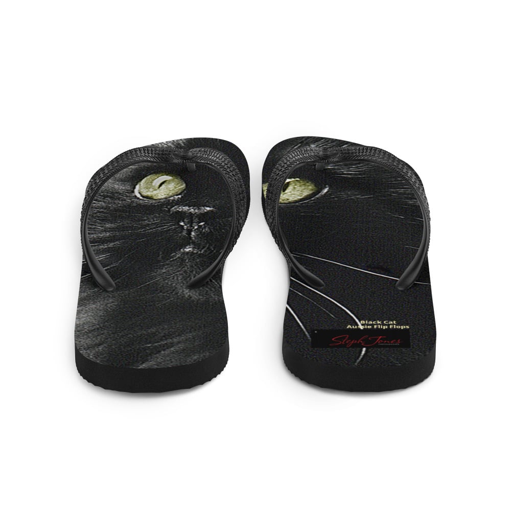 Image of Black Cat Aussie Flip-Flops 2