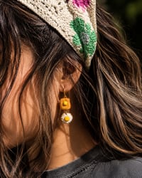 Image 2 of Toast & Egg Dangle Earrings | Handmade Polymer Clay Earrings | 18k Gold Plated