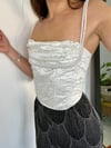 Stunning Ivory rhinestone pearl beaded tulle draped corset 