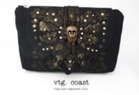 Image 5 of Black Canvas Skull Clutch