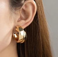 Image 1 of Double Hoop Gold Earrings 