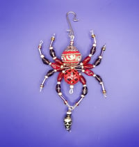 Image of Red Beaded Spider with Skull