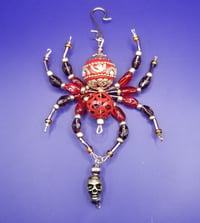 Image of Red Beaded Spider with Skull