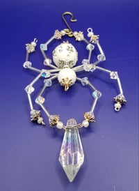 Image of Beaded White Spider Crystal Charm