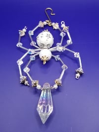 Image of Beaded White Spider Crystal Charm