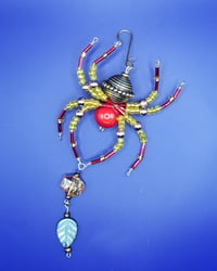 Image of Read and Gold Toned Beaded Spider
