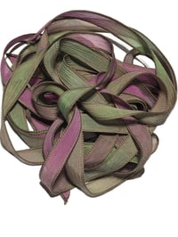Image 1 of 1PC. SWEET PEA  42" hand dyed wrist wrap bracelet silk ribbon/by COLOR KISSED SILK