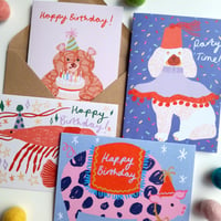 Image 2 of Party Animals Birthday Card Pack