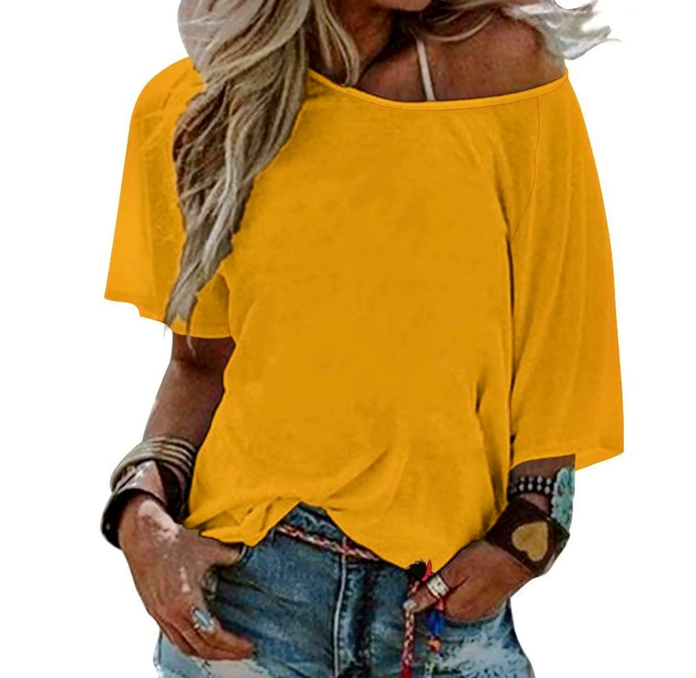 Image of Yellow Off Shoulder Top