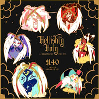 Image 3 of FAULTY ✨ Hellishly Holy Wave 1 ✨ - A Hazbin/Helluva pin set!