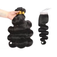 Image 1 of   Brazilian  hair bundles WITH CLOSURE  4x4 transparent or TP 13x4 frontal 