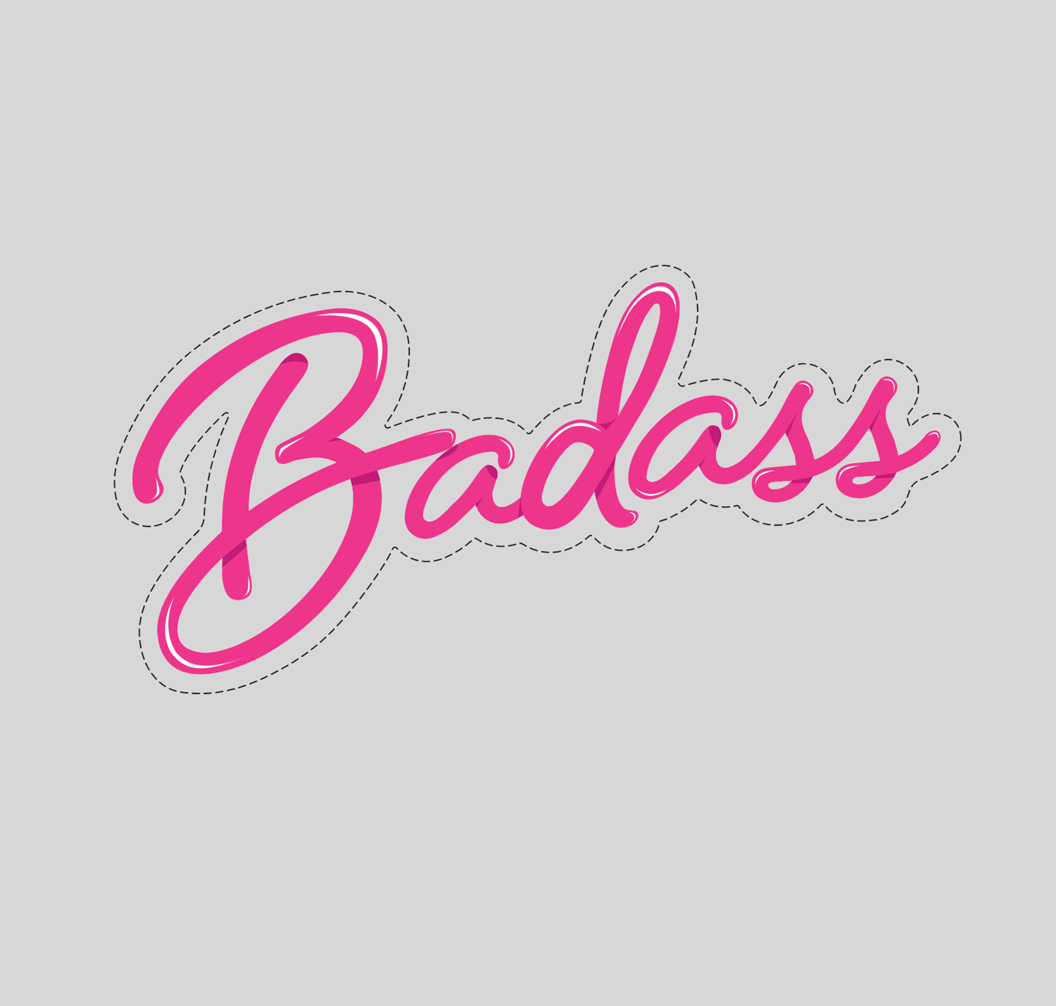 Image of NEW! Badass Script Sticker Pink Clear 