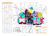 Skyhigh. Original Graffiti Art on large rail map