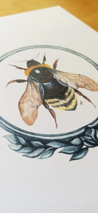 Image 4 of Framed Bee Watercolor Illustration PRINT 