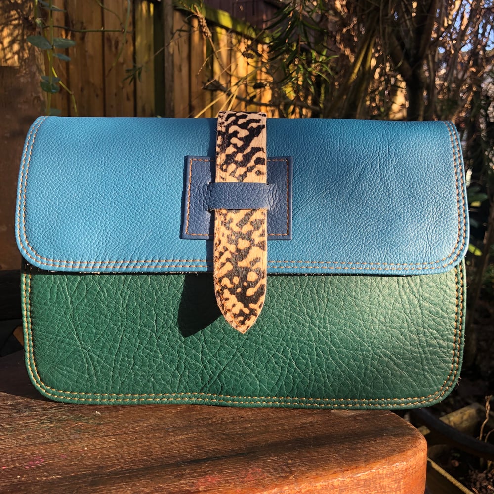 Image of Harlequin Collection - Recycled leather clutch/crossbody Two Ways #4B