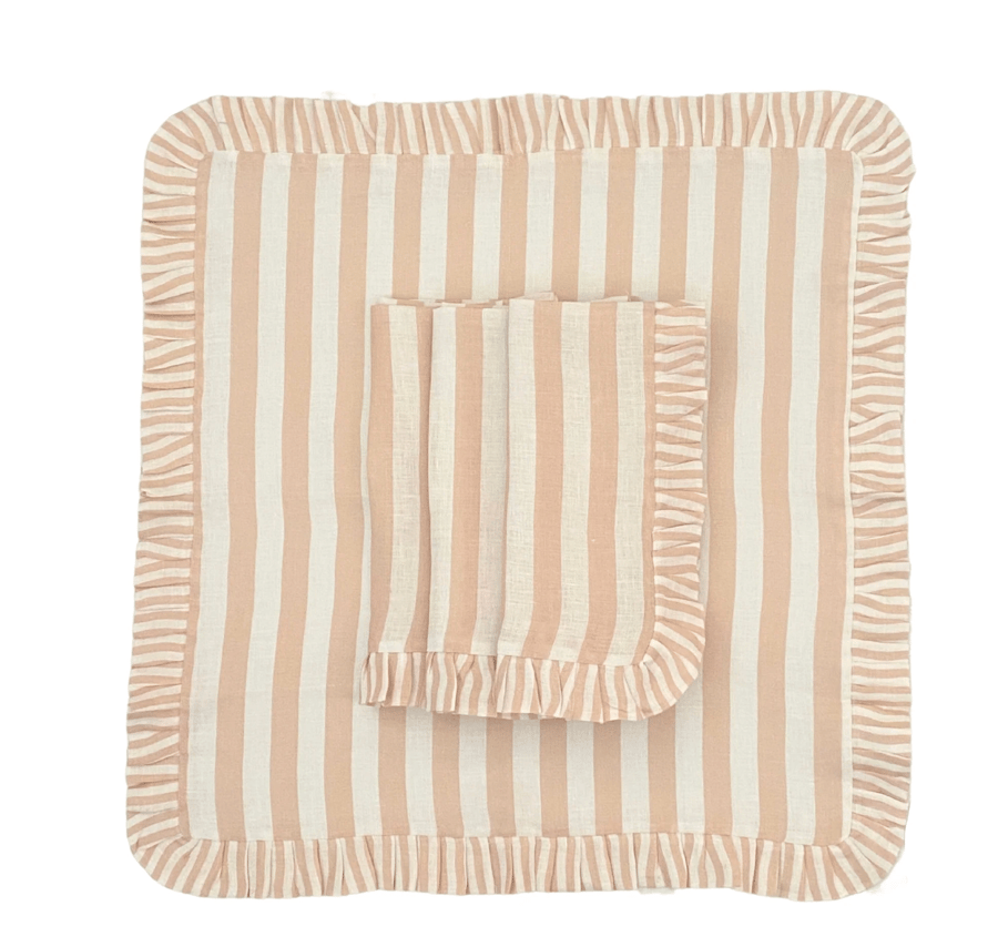 Image of Pink Stripe Ruffle Napkin 