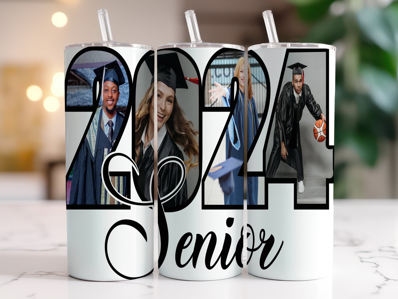 Personalized 2024 Senior With Photos 20 OZ Tumbler RG Graffix Designs   2024 Tumbler White Background 