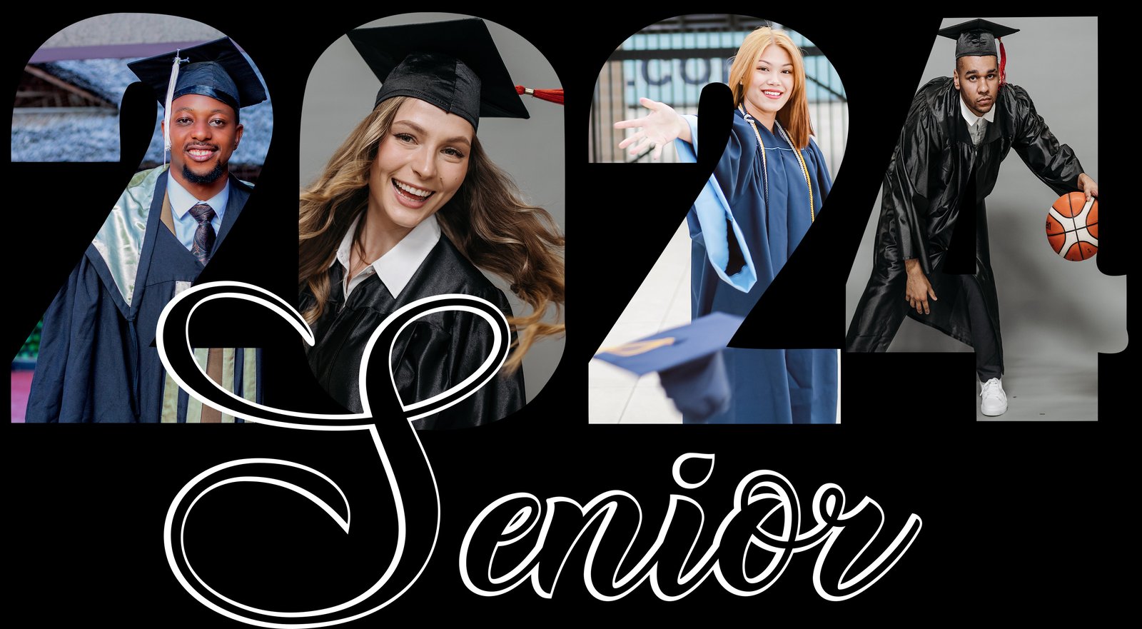 Personalized 2024 Senior With Photos 20 OZ Tumbler RG Graffix Designs   2024 Senior Black Copy 