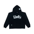 Image 1 of Worthy Script Hoodie Black