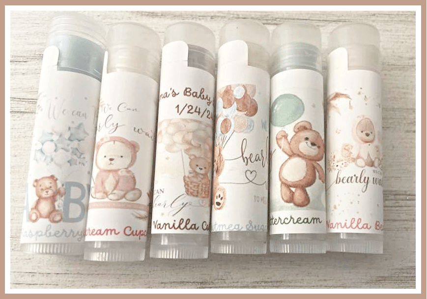 Image of We Can Bearly Wait Organic Lip Balm Baby Shower Favors