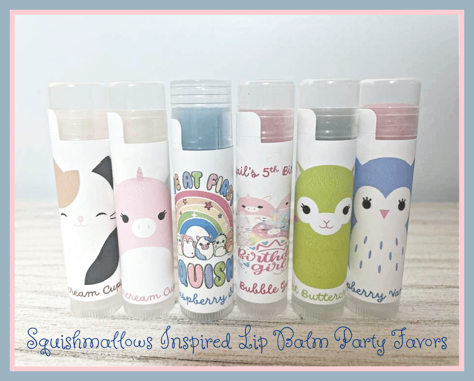 Image of SquishMallow Inspired Organic Lip Balm Party Favors 