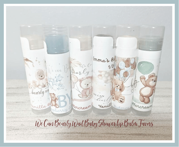 Image of We Can Bearly Wait Organic Lip Balm Baby Shower Favors