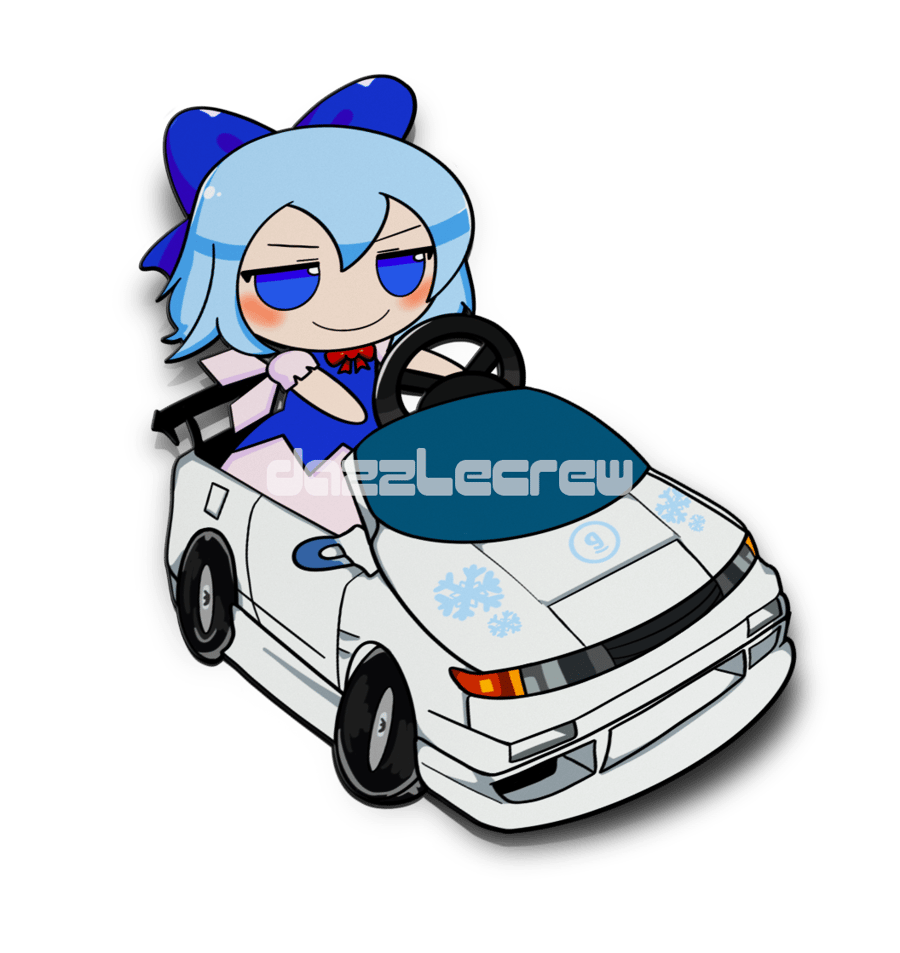 Image of Cirno in a fast car