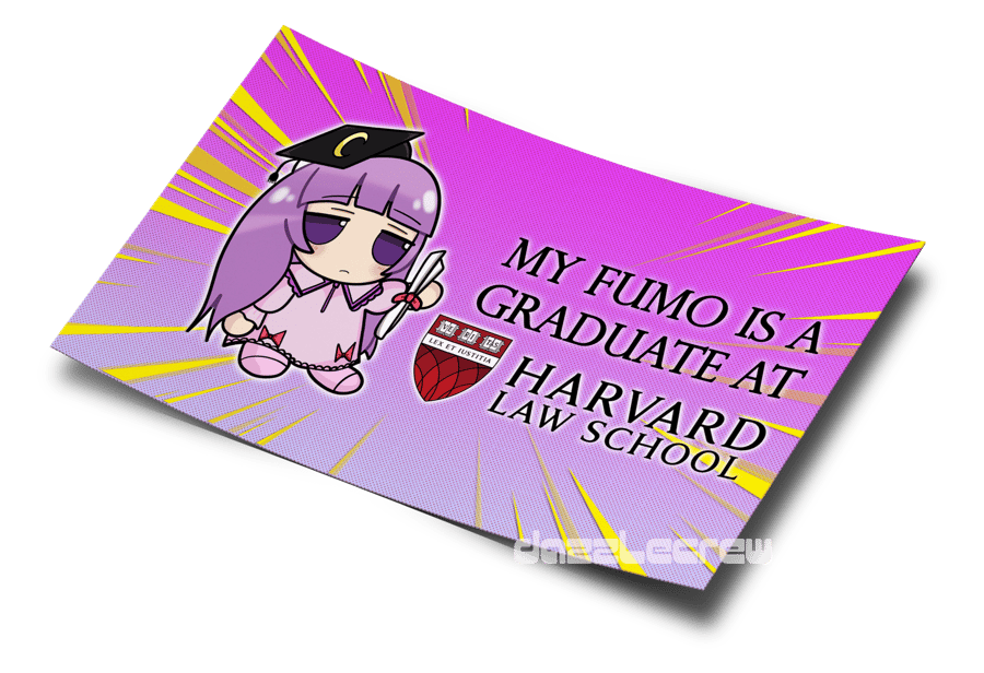 Image of Fumo graduated at harvard box sticker v2