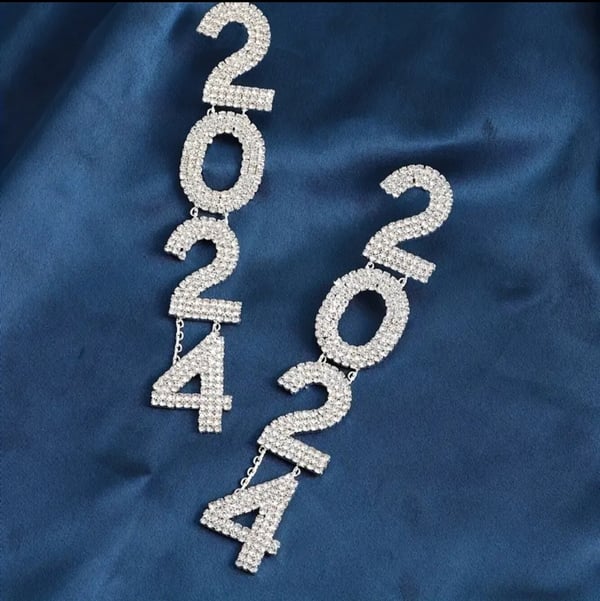 Image of Dazzle Letters 2024 Long Drop Earrings Bling Iced Out Artificial Crystal Letter Earrings Personality