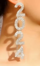 Image 2 of Dazzle Letters 2024 Long Drop Earrings Bling Iced Out Artificial Crystal Letter Earrings Personality