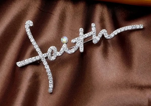 Image of Dazzle Faith Rhinestones Brooch Backpack Lapel Pin Jewelry Accessories For Men , Women.