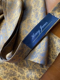 Image 1 of Handmade Blue/Gold Paisley Self Tie Cravat