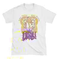 Image 3 of ABSU - LIBER CORDIS CINCTI SERPENTE - PURPLE & YELLOW PRINT (DARK HEATHER, WHITE, BLUE)