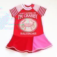 don't bother me i'm crabby baltimore pink red MD 3T short sleeve twirl dress courtneycourtney