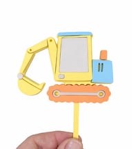 Image 3 of Construction Cake Topper Kit- Trucks/Birthday Number Sign/Cone