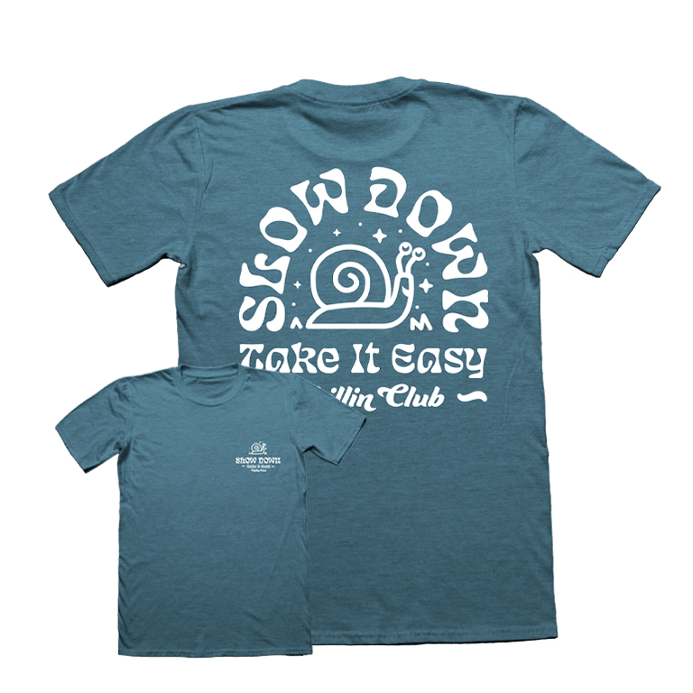 Image of Slow Down Take It Easy Chillin Club T-Shirt | Heather Deep Teal 🐌