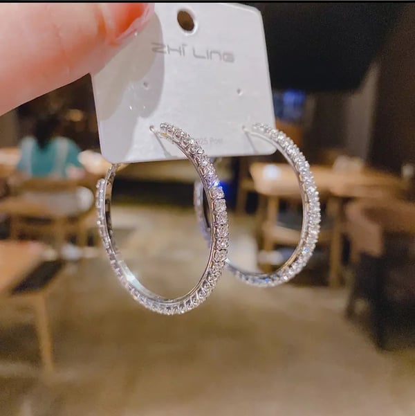 Image of Dazzle Exquisite Large Hoop Earrings.