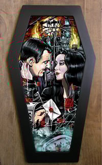 LIMITED EDITION Morticia and Gomez Coffin framed Art (FREE SHIPPING)