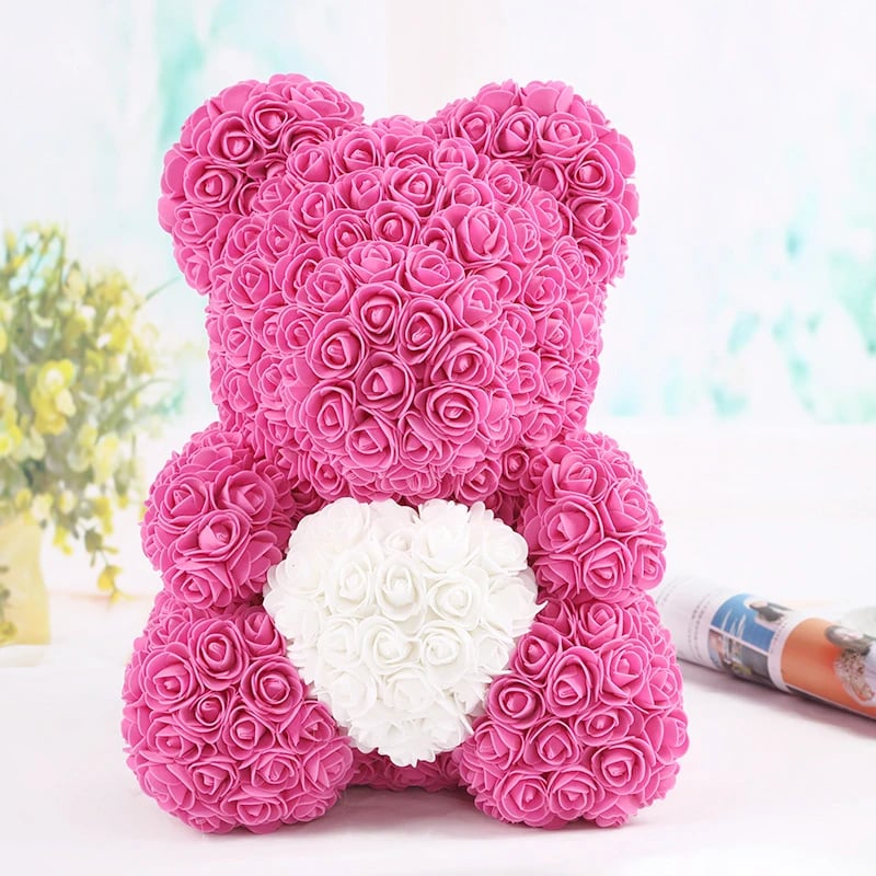 Love Is In Every Season Rose Teddy Bear 1 foot 3in tall Beautiful Artificial Flowers 