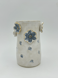 Image 1 of Sapphire Blue Floral Vase (Medium)