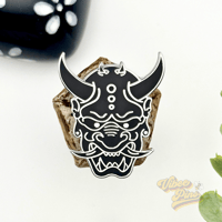 Image 1 of Oni Mask Noir Edition Enamel Pin - Limited Edition | Hard Enamel | Silver Plating