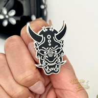 Image 3 of Oni Mask Noir Edition Enamel Pin - Limited Edition | Hard Enamel | Silver Plating