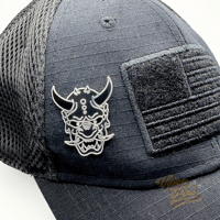 Image 5 of Oni Mask Noir Edition Enamel Pin - Limited Edition | Hard Enamel | Silver Plating