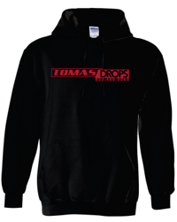 Image 1 of Black Hoodie Red Font
