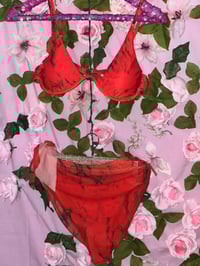 Image 1 of “Red marbled three piece set”