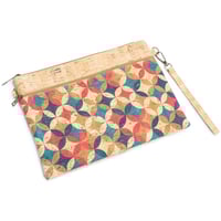 Image 1 of ROUND GEO DESIGN NATURAL CORK SLING CROSSBODY BAG